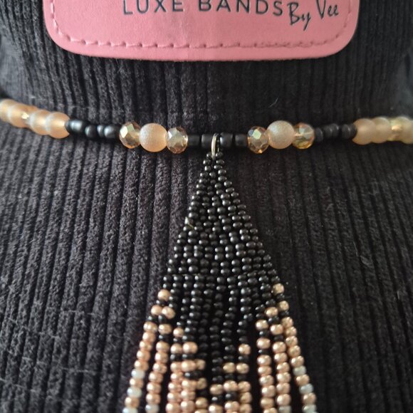 One-of-a-Kind Beaded Hat Band • Adjustable Pin Fit • Western Boho Fringe - Picture 4 of 4